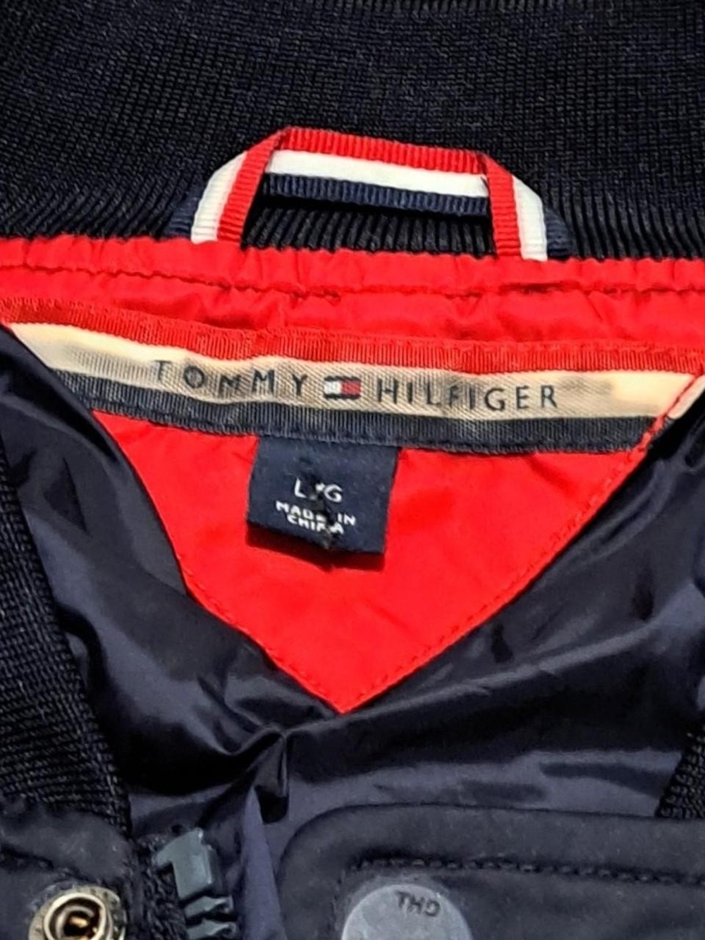 Tommy Hilfiger Men’s Colorblock Bomber Jacket Navy Red White Large - Picture 3 of 6